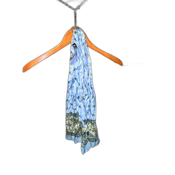 Vintage Glentex Paisley Scarf Blue 100% Nylon Made in Japan - Picture 2 of 5